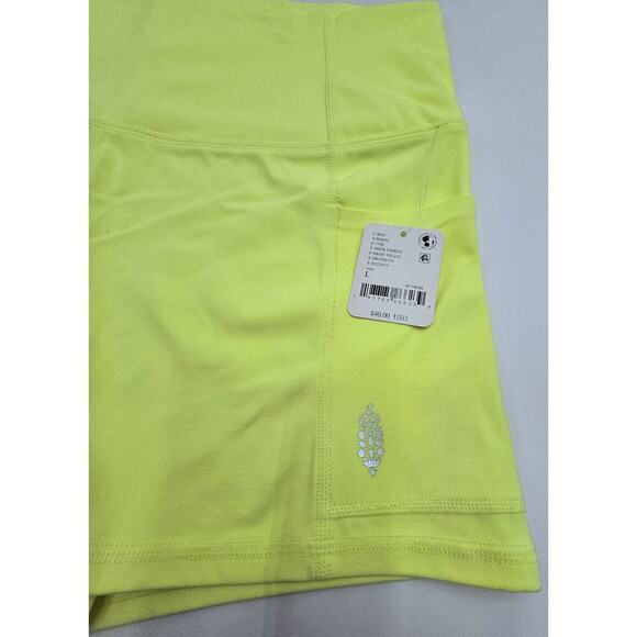 FP Movement Women's L Never Better Sour Citrus Neon Yellow Run Shorts NWT - Picture 4 of 7